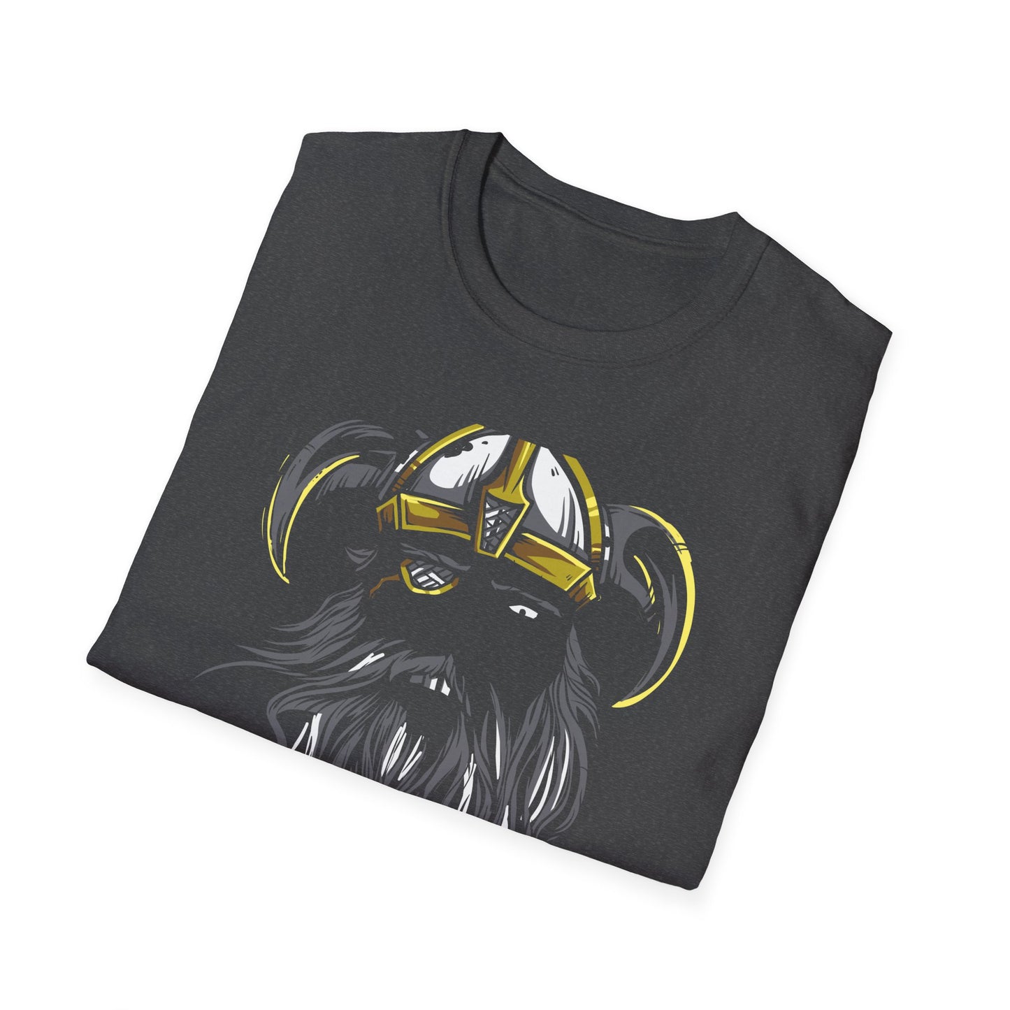 Majestic Viking T-Shirt: Legendary Norse Warrior with Golden Horned Helmet & Braided Beard - Epic Men's Tee Gift