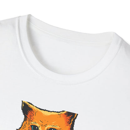 Vibrant Orange Cat & Food Bowl T-Shirt | Adorable Blue-Eyed Feline Lover Tee | Unique Pet Owner Gift Idea