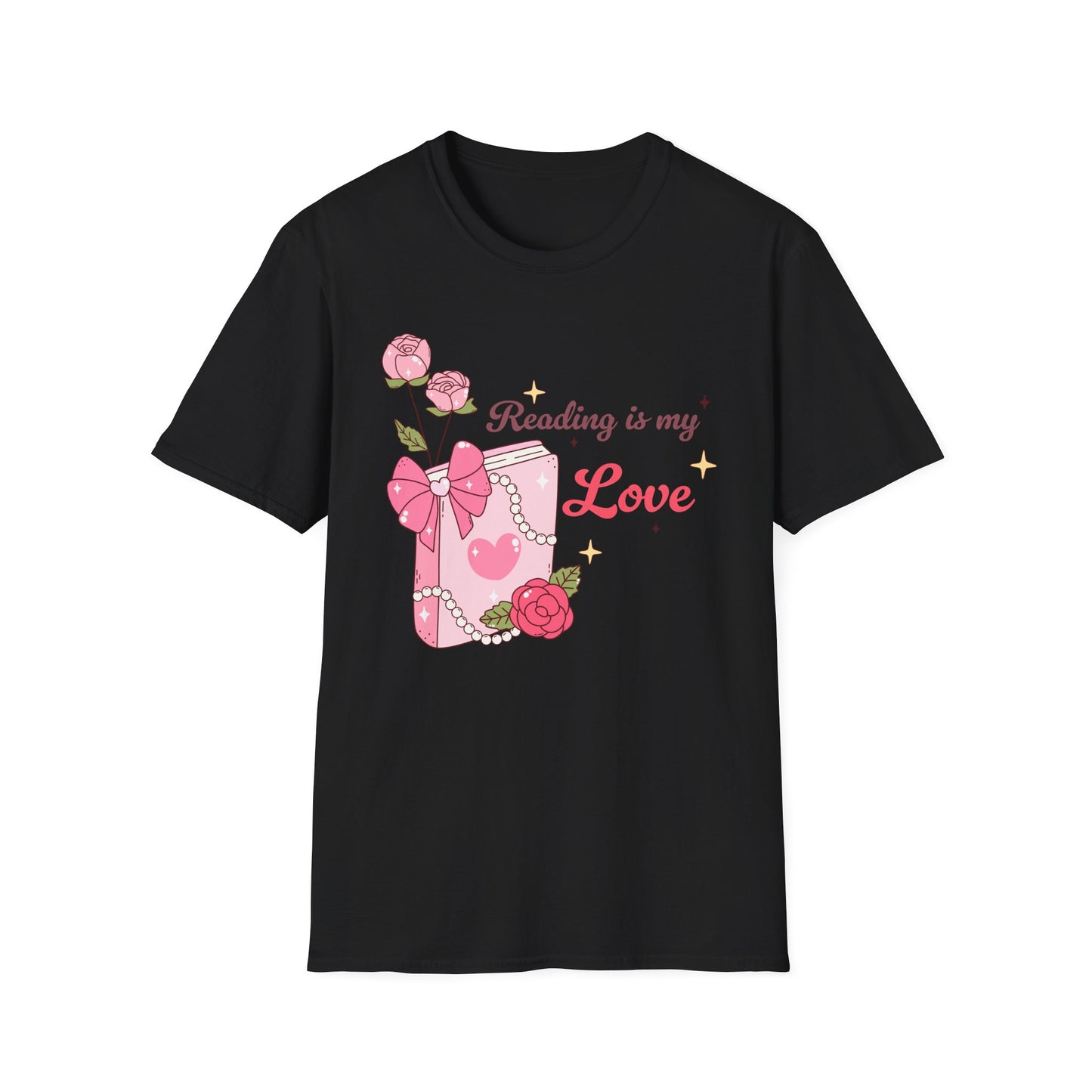 Enchanting "Reading is my Love" T-Shirt for Bookworms | Cute Pink Book & Roses Tee | Ultimate Gift for Avid Readers