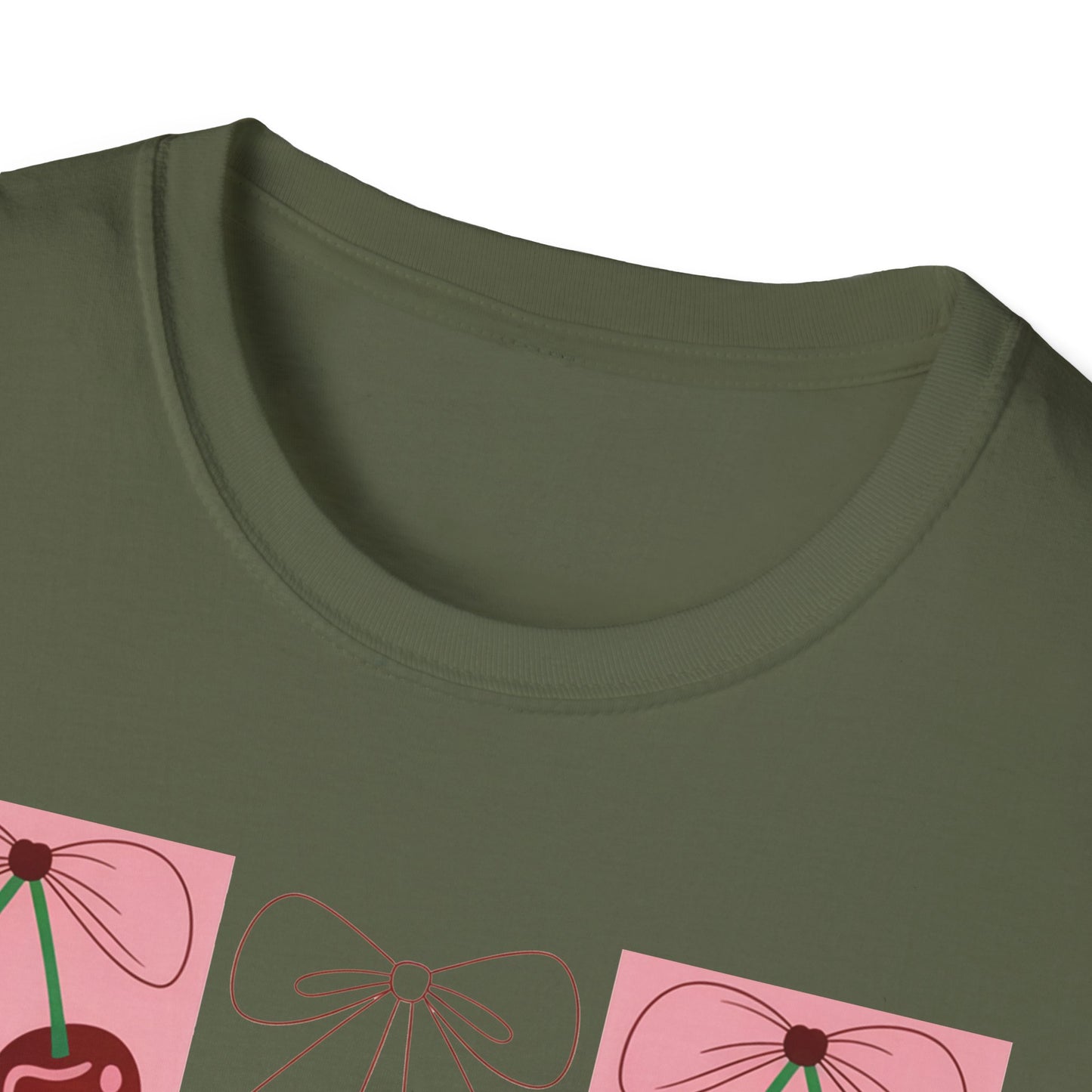 Charming Coquette Cherry Bow T-Shirt | Sweet Pink Aesthetic & Trendy Fruit Pattern Tee for Women