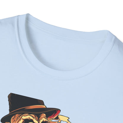 Epic Billionaire Skeleton T-Shirt: Dapper Skull, Money Stacks & Burning Dollar Cigar - Ultimate Hustle Tee