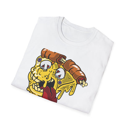 Dripping Zombie Pizza Slice T-Shirt - Ghoulish Horror Foodie Monster Tee for Halloween & Unique Style