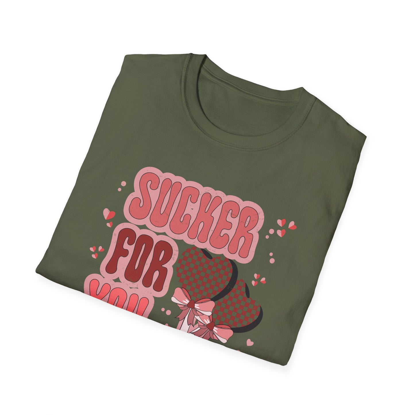 Sweet Sucker For You T-Shirt | Retro Checkered Heart Lollipops | Valentine's Day Love Gift | Adorable & Trendy Romantic Tee