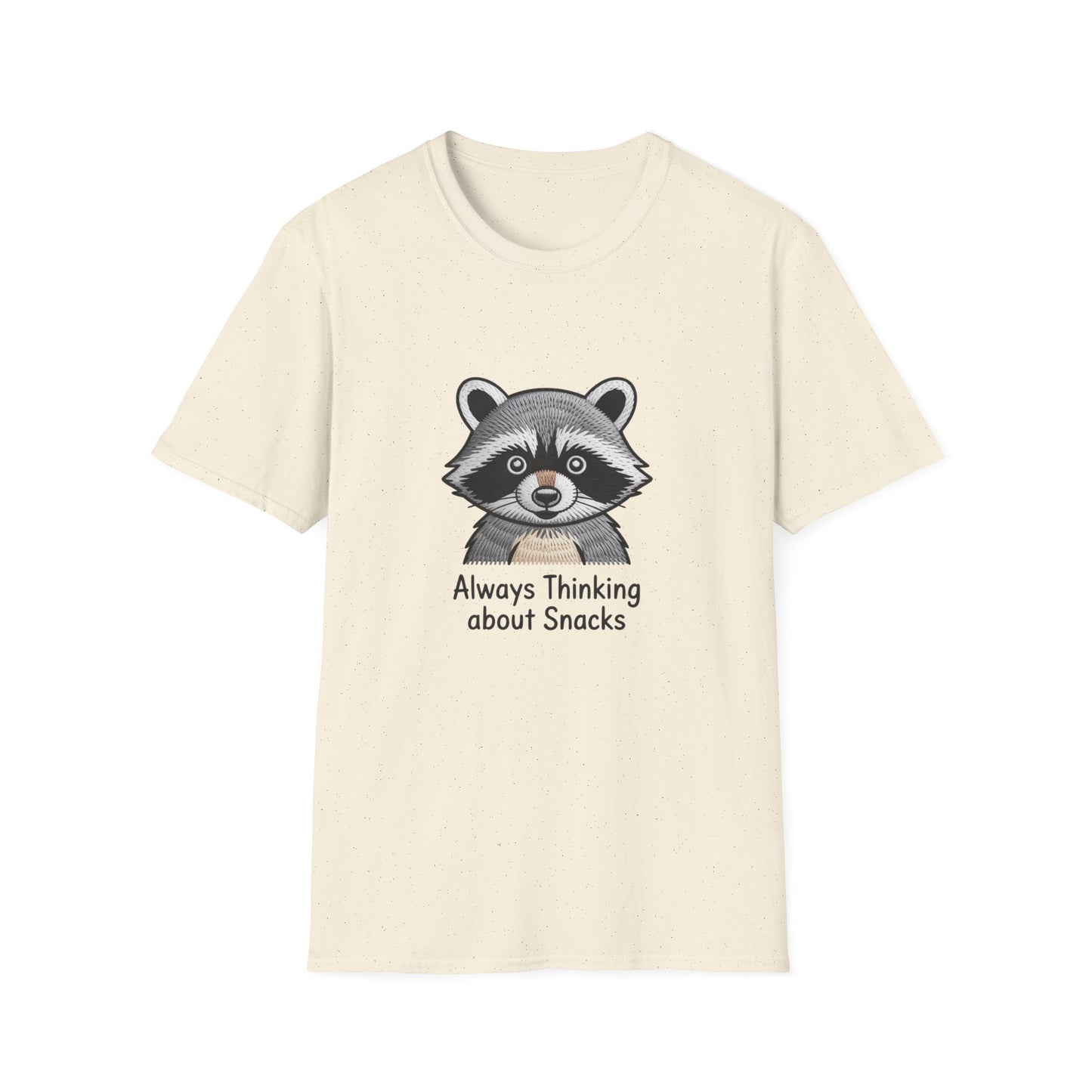 Hilarious Raccoon Snack Lover Embroidered T-Shirt | Adorable Wildlife Funny Tee | Cozy Casual Gift for Foodies