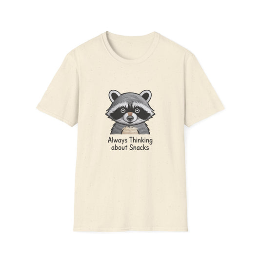 Hilarious Raccoon Snack Lover Embroidered T-Shirt | Adorable Wildlife Funny Tee | Cozy Casual Gift for Foodies