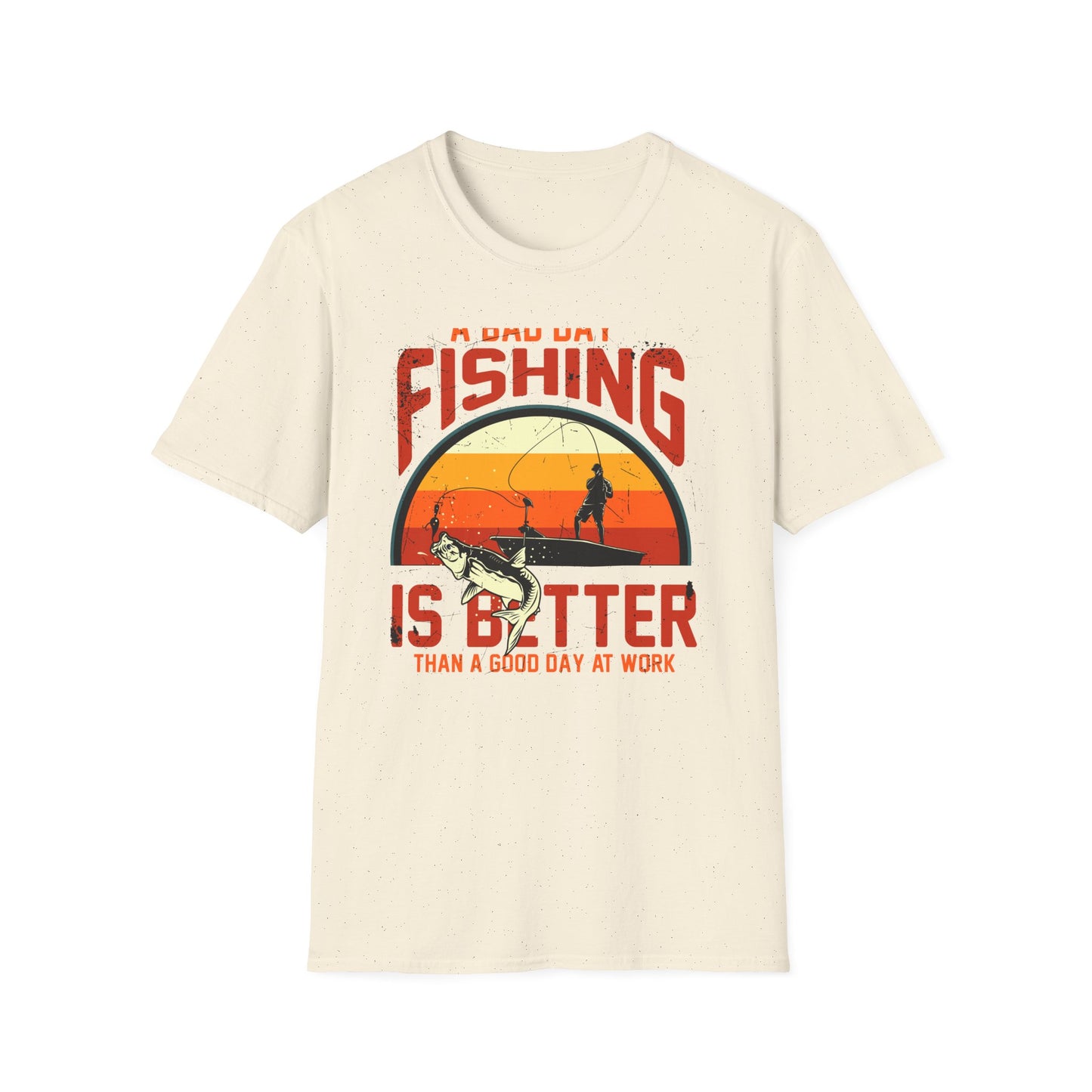 Hilarious "Bad Day Fishing" T-Shirt - Epic Angler Gift for Men & Women | Retro Sunset Bass Fishing Tee