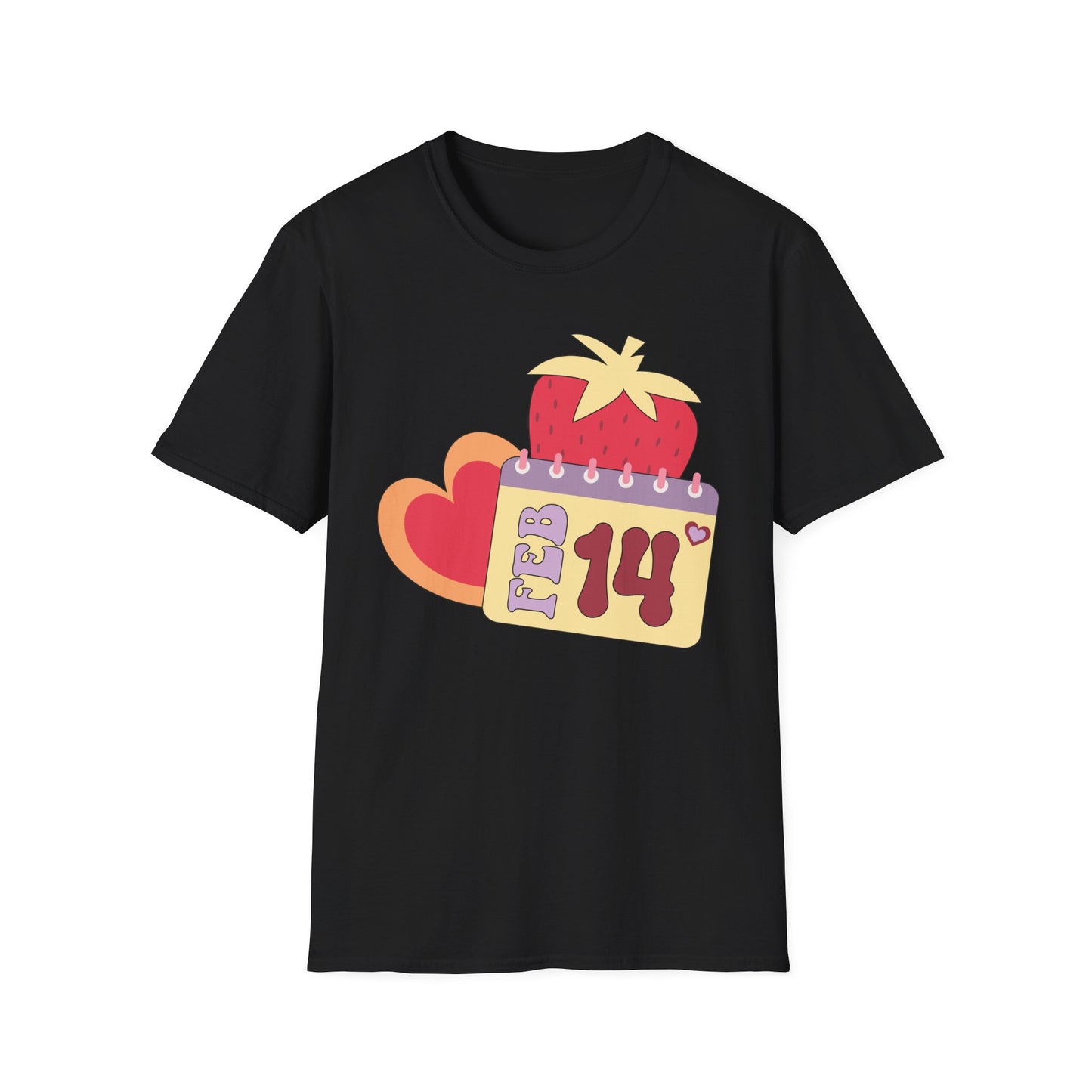Sweet Valentine's Day T-Shirt: Adorable Feb 14th Strawberry Calendar Design - Perfect Love Gift Tee