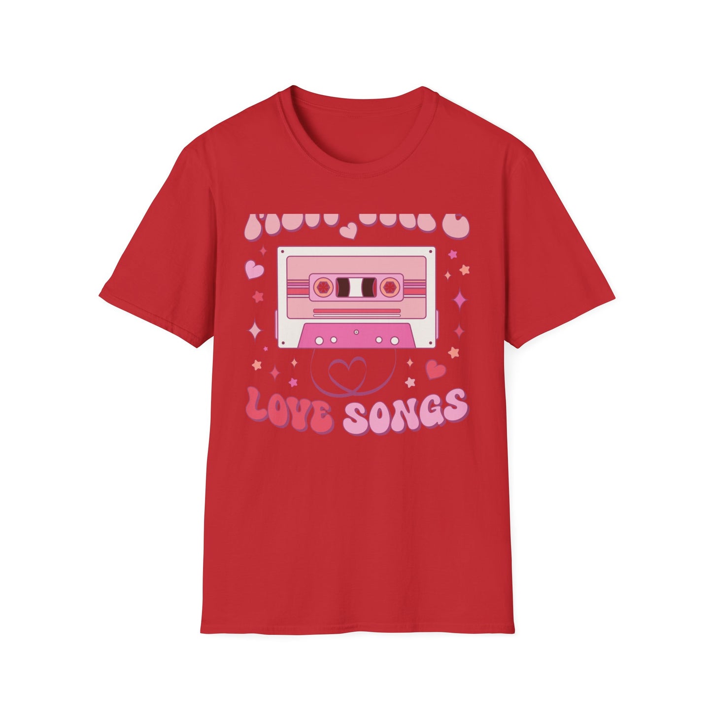 Groovy Mix Tape Love Songs T-Shirt | Retro Cassette Music Lover Tee | Sweet Vintage Valentine's Day Gift
