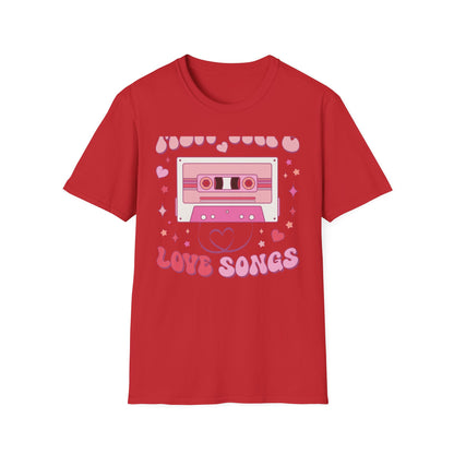Groovy Mix Tape Love Songs T-Shirt | Retro Cassette Music Lover Tee | Sweet Vintage Valentine's Day Gift