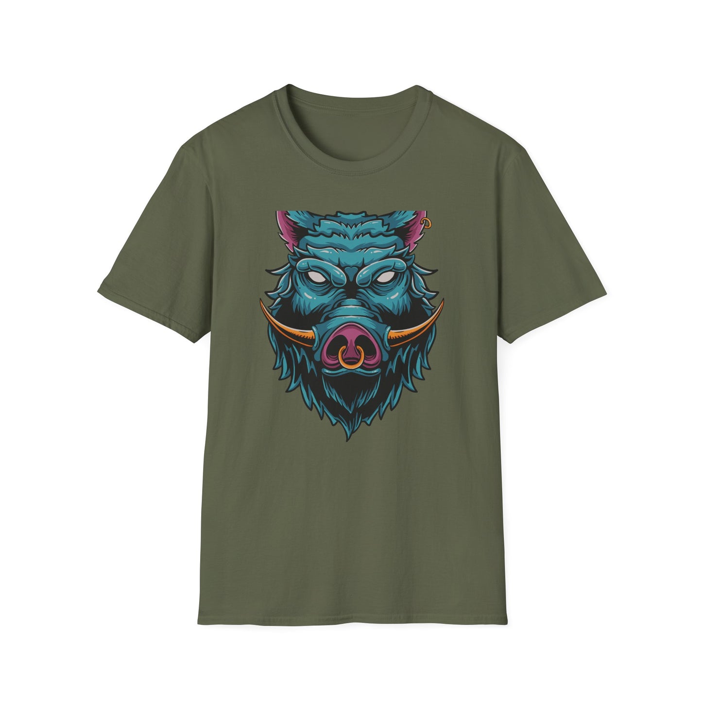Fierce Wild Boar T-Shirt | Mystic Cyberpunk Hog Head Tee | Bold Streetwear Animal Art | Unique Tattoo Style Gift