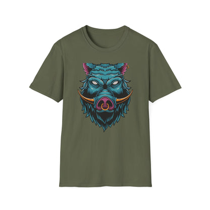 Fierce Wild Boar T-Shirt | Mystic Cyberpunk Hog Head Tee | Bold Streetwear Animal Art | Unique Tattoo Style Gift