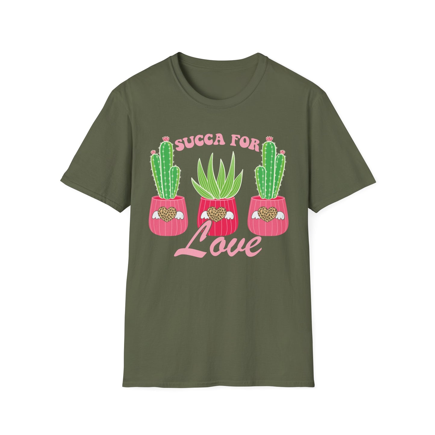 Adorable "Succa for Love" T-Shirt | Trendy Succulent & Cactus Tee with Leopard Hearts | Perfect Gift for Plant Lovers!