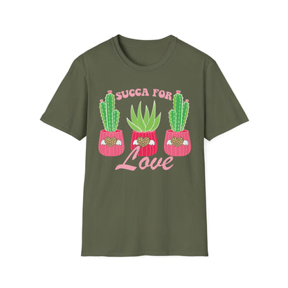 Adorable "Succa for Love" T-Shirt | Trendy Succulent & Cactus Tee with Leopard Hearts | Perfect Gift for Plant Lovers!