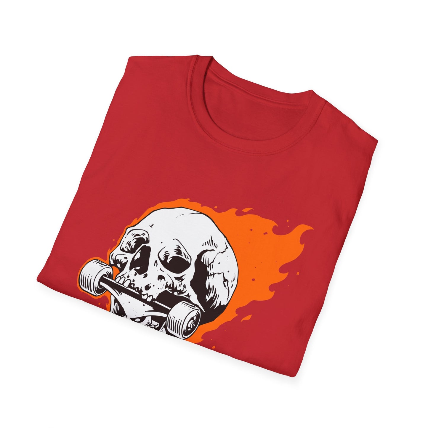 Epic Flaming Skull Skateboard T-Shirt – Rad Skater & Punk Rock Graphic Tee for Bold Street Style