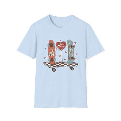 Retro Skateboard Valentine's T-Shirt | Be Mine Heart Breaker XOXO Tee | Trendy Vintage Skater Love Graphic Shirt