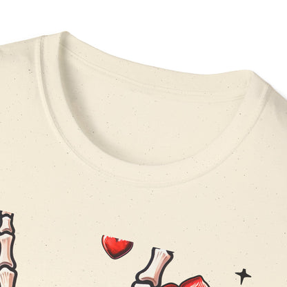 Unleash Your Dark Romance: 'Loved to Dead' Skeleton Rock Hand Rose T-Shirt | Edgy Gothic Valentine's Gift