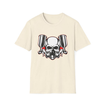Bold Skull Gas Mask Spray Paint T-Shirt | Ultimate Airbrush Artist & Car Mechanic Gear Tee