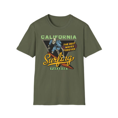 Rad Vintage California Skeleton Surfer T-Shirt - Ultimate Waves Paradise Tee