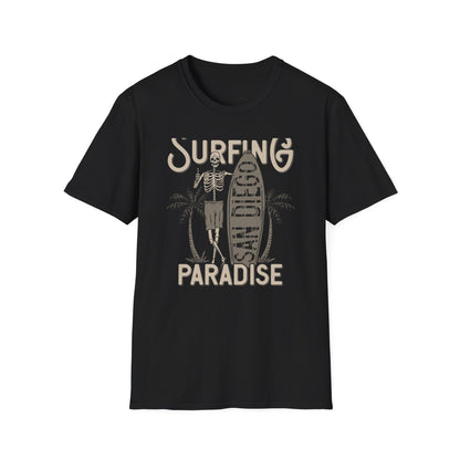 Awesome California Surfing Paradise Skeleton T-Shirt - Vintage Beach Surfer Skull Tee | Epic Summer Vibes