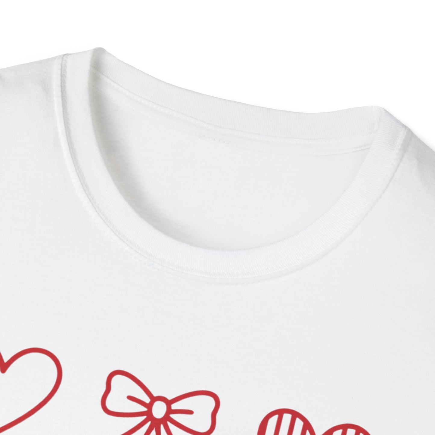 Adorable Red Hearts & Bows Pattern T-Shirt | Sweet Valentine's Day Love Graphic Tee for Women & Girls | Charming Romantic Gift