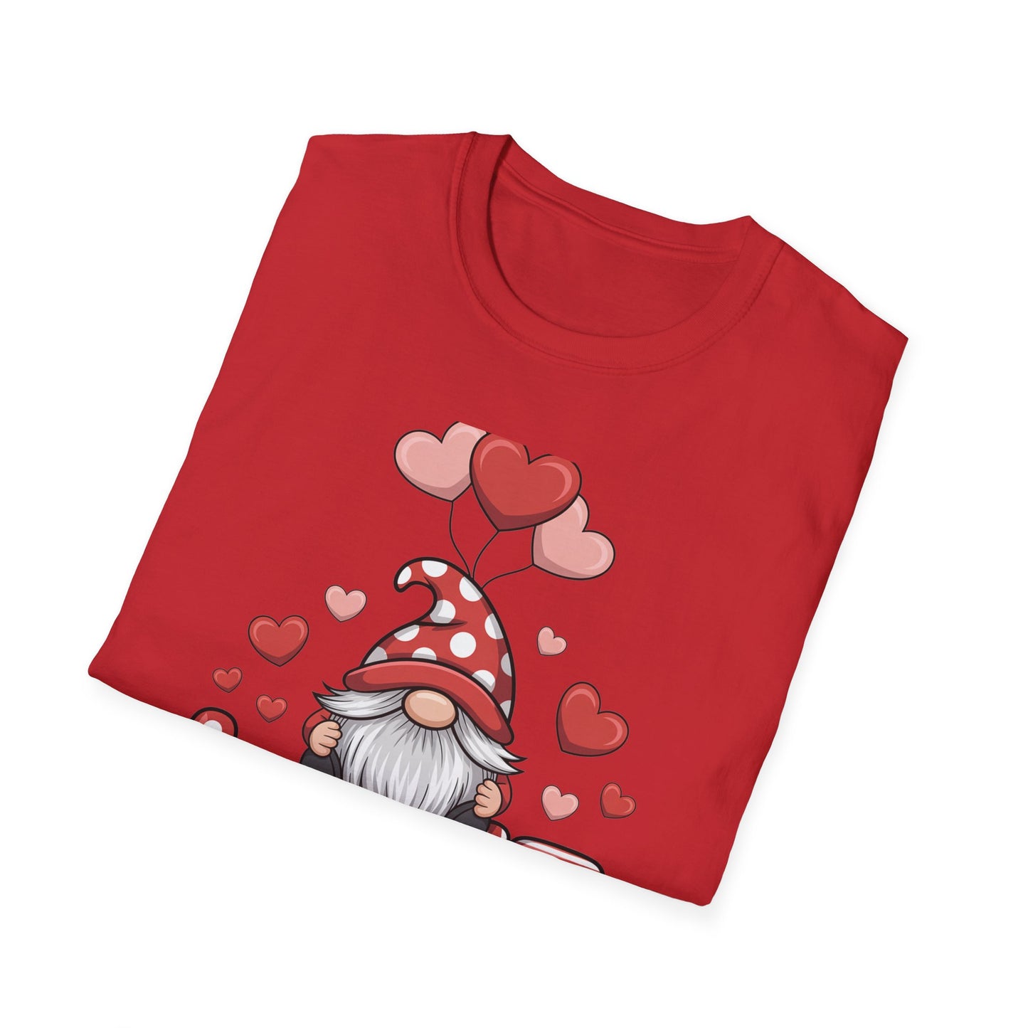 Charming Valentine Gnome Love T-Shirt | Cute Heart Design & Polka Dot Hat | Sweet Holiday Gift for Her