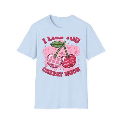 Sweet 'I Like You Cherry Much' T-Shirt | Adorable Retro Cherry Love Tee for Valentine's Day & Gifts
