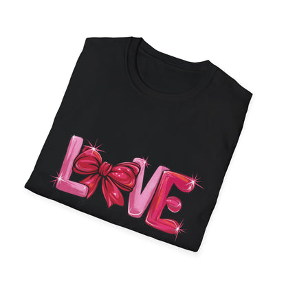 Sparkling LOVE Like Jesus T-Shirt | Vibrant Pink Bow Faith Tee | Women's Christian Inspirational Gift