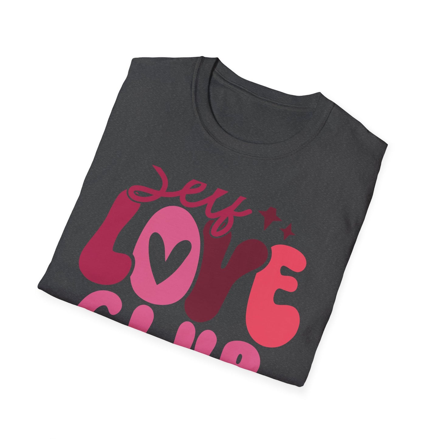 Vibrant Self Love Club T-Shirt | Groovy Retro Heart Design | Empowering Positive Vibes Tee for Women
