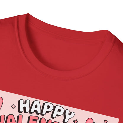 Happy Valentine's Day Floral T-Shirt | Retro Hearts & Daisy Bouquet Tee | Sweet Romantic Gift Idea