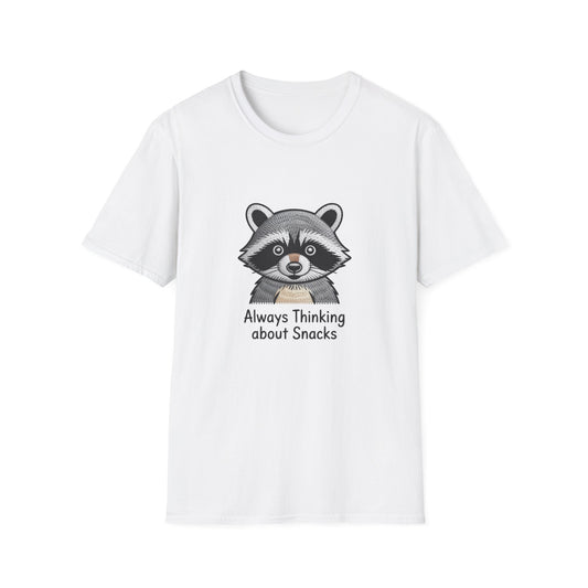 Hilarious Raccoon Snack Lover Embroidered T-Shirt | Adorable Wildlife Funny Tee | Cozy Casual Gift for Foodies