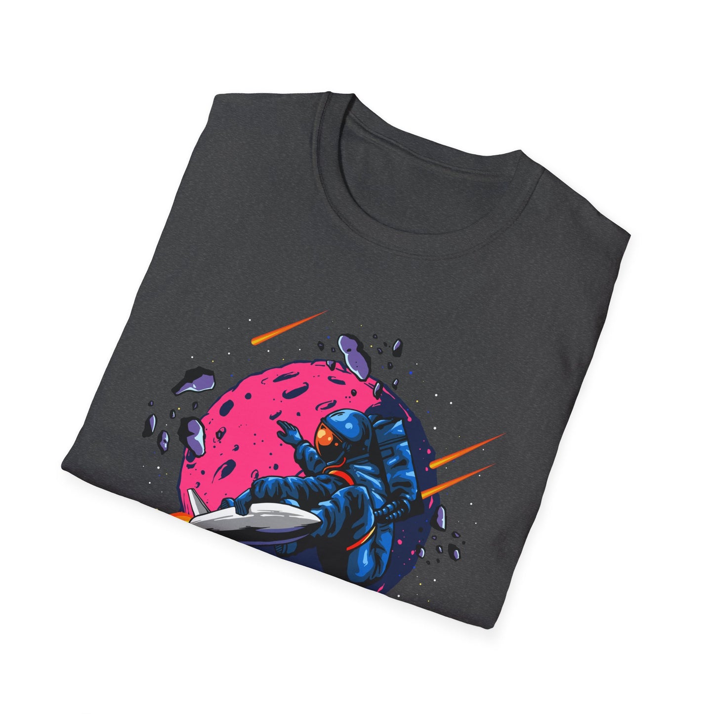 Epic Space Surfer Astronaut T-Shirt | Thrilling Galactic Rocket Ride Design Tee for Sci-Fi & Adventure Fans