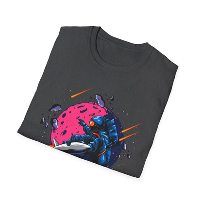 Epic Space Surfer Astronaut T-Shirt | Thrilling Galactic Rocket Ride Design Tee for Sci-Fi & Adventure Fans