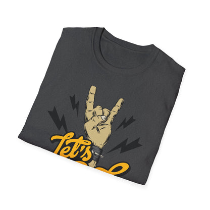 Epic Let's Rock On T-Shirt - Electrifying Rock N Roll Hand Sign Tee for Music Lovers & Concerts | Dynamic Spiked Wristband Design