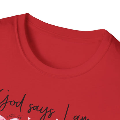Empowering God Says I Am T-Shirt | Christian Affirmation Pink Bow Tee | Inspiring Bible Verse Faith Apparel for Women & Girls