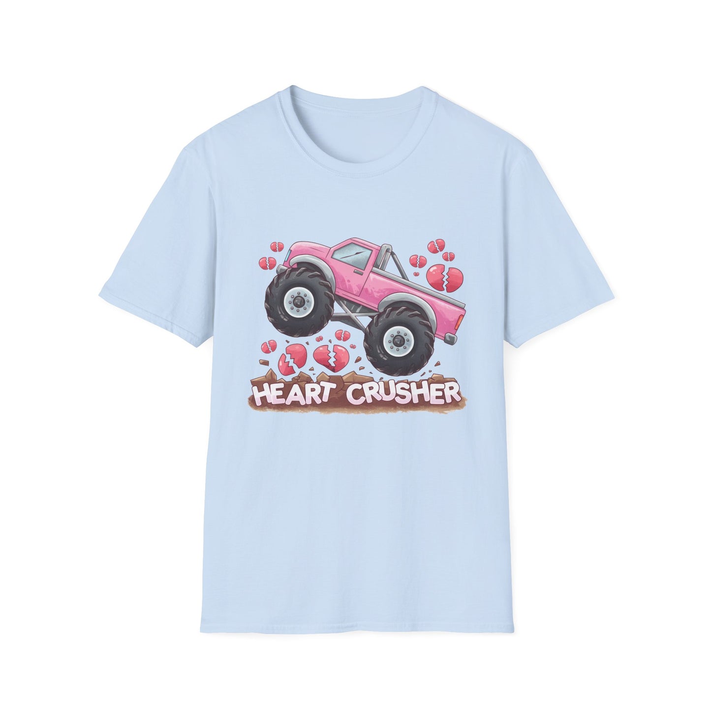 Epic Heart Crusher Monster Truck T-Shirt | Anti-Valentine's Day Breakup Tee | Sarcastic Love Humor Top