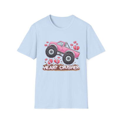 Epic Heart Crusher Monster Truck T-Shirt | Anti-Valentine's Day Breakup Tee | Sarcastic Love Humor Top
