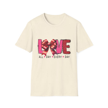 Sparkling LOVE Glitter Bow T-Shirt | Chic Valentine's Day Tee for Her | Dazzling Romantic Gift