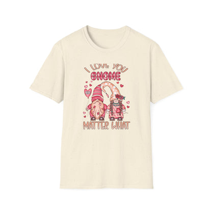 Charming "I Love You Gnome Matter What" T-Shirt | Cute Couple Gnomes Tee | Sweet Valentine's Day Gift for Her/Him