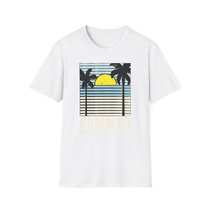 Classic Miami 1970 Florida Summer T-Shirt | Retro Palm Tree Sunset Beach Vacation Tee for Men & Women