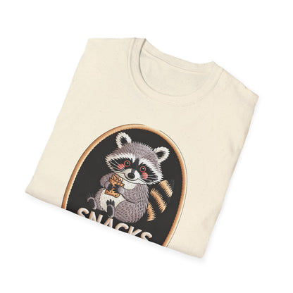 Irresistible Raccoon T-Shirt: "Snacks Before Tasks" Funny Animal Tee - Adorable Foodie Procrastination Gift