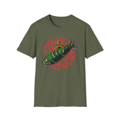 Bold Time Bomb Shark Missile T-Shirt | Edgy Tattoo Style Graphic Tee | Unleash Your Unique Statement