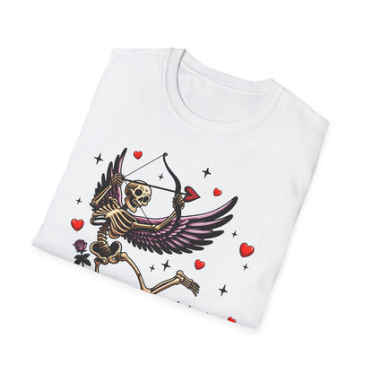 Dark Cupid Skeleton T-Shirt | Edgy Valentine's Day Love Tee | Unique Gothic Romance & Spooky Chic Gift
