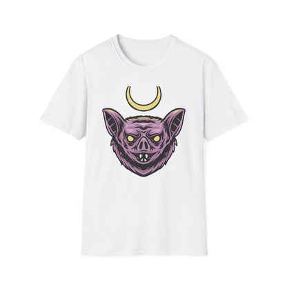Mystical Crescent Moon Bat Creature T-Shirt - Gothic Vampire Beast Tee for Dark Fantasy & Horror Fans