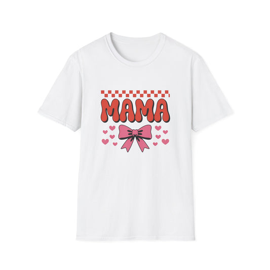 Retro Mama T-Shirt - Cute Pink Bow & Hearts Tee | Perfect Mother's Day Gift for Groovy Moms & New Moms