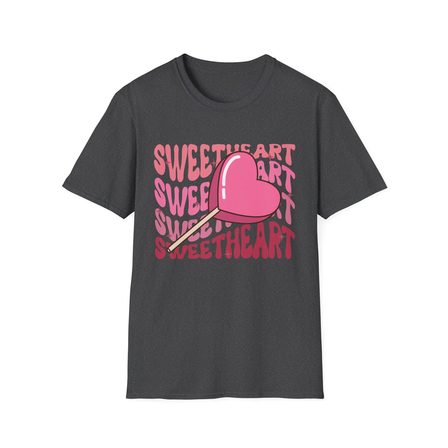 Charming Sweetheart Heart Lollipop T-Shirt - Groovy Retro Valentine's Day Gift for Her!