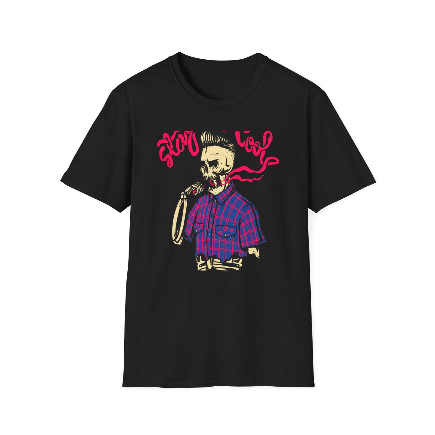 Stay Cool Skeleton Vaper T-Shirt | Edgy Greaser Pompadour Tee for Rockabilly & Alternative Style Fans