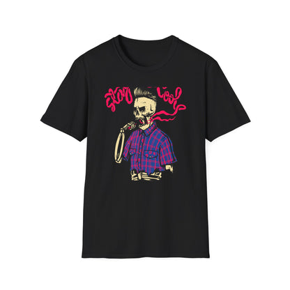 Stay Cool Skeleton Vaper T-Shirt | Edgy Greaser Pompadour Tee for Rockabilly & Alternative Style Fans