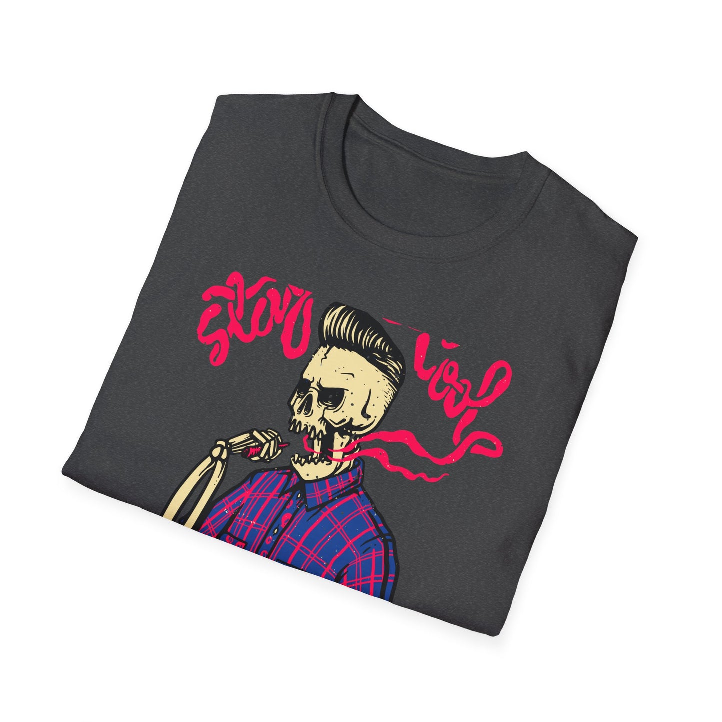 Stay Cool Skeleton Vaper T-Shirt | Edgy Greaser Pompadour Tee for Rockabilly & Alternative Style Fans