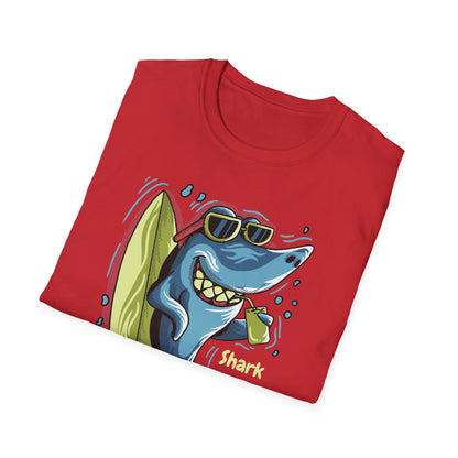 Chill Shark Summer Surfer T-Shirt | Funny Beach Vacation & Ocean Lover Tee | Awesome Ocean Vibes Gift for Men & Women