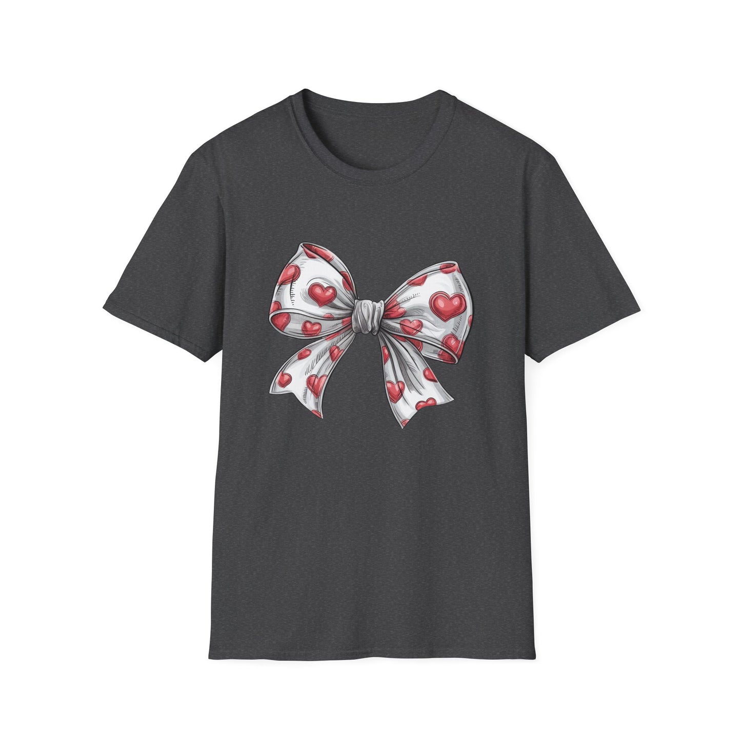 Charming Red Heart Bow T-Shirt - Sweet Valentine's Day & Love Graphic Tee for Women & Girls